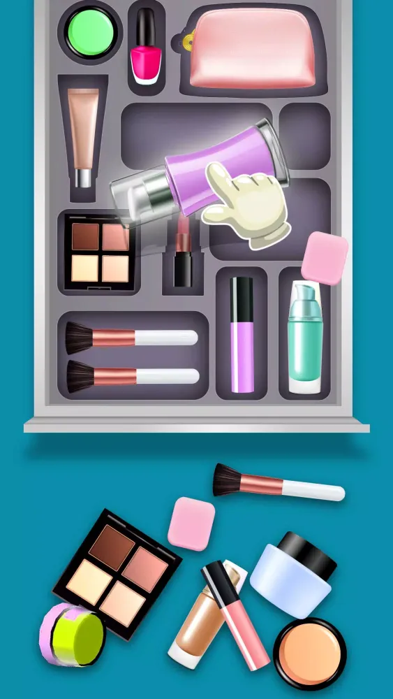 Screenshot di Fill the Makeup Organizer Game