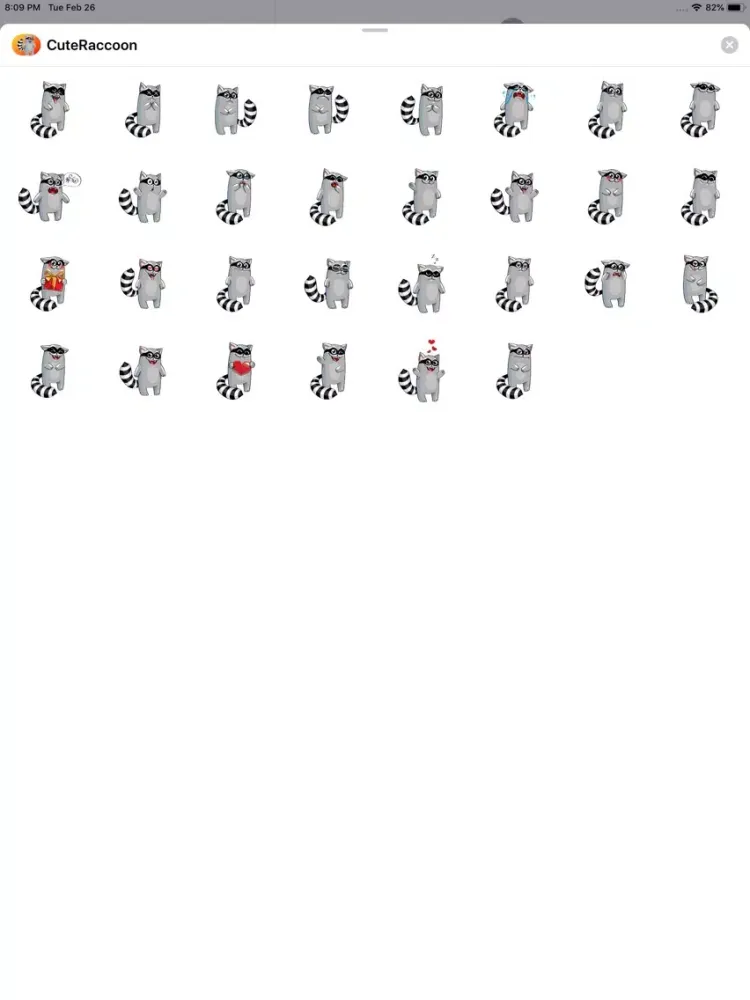 Ảnh chụp màn hình của Cute Raccoon Sticker - fc iPad 