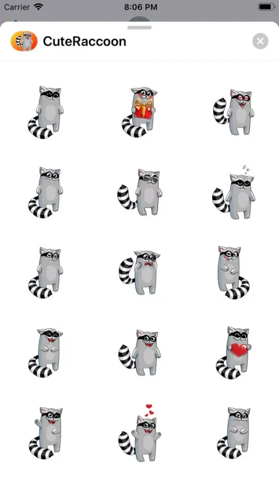 Ảnh chụp màn hình của Cute Raccoon Sticker - fc