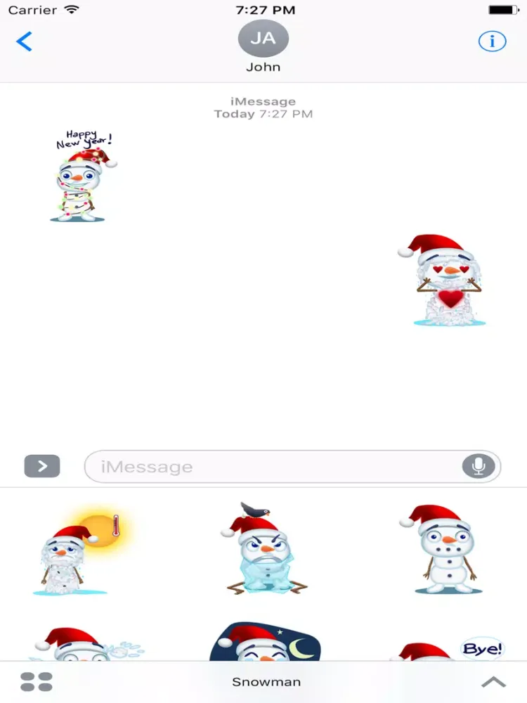 Capturas de tela do Snowman Sticker-fc iPad 
