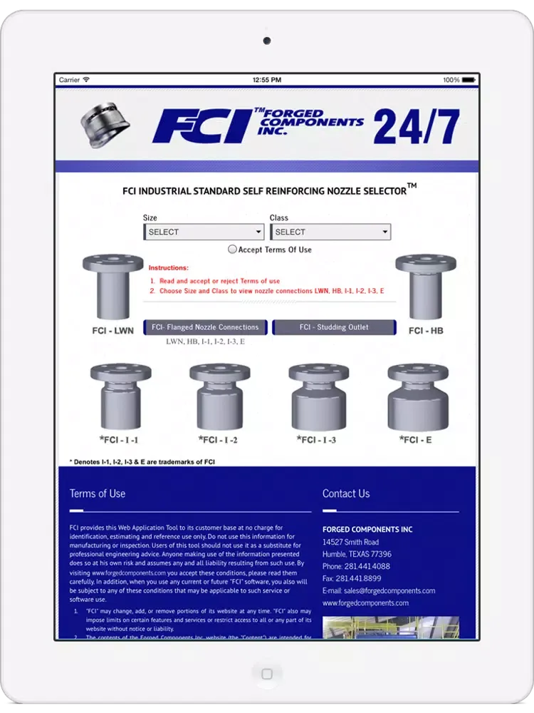 FCI Reinforcing Nozzle Selector iPad  Screenshots