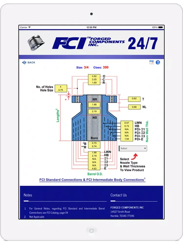 FCI Reinforcing Nozzle Selector iPad  Screenshots