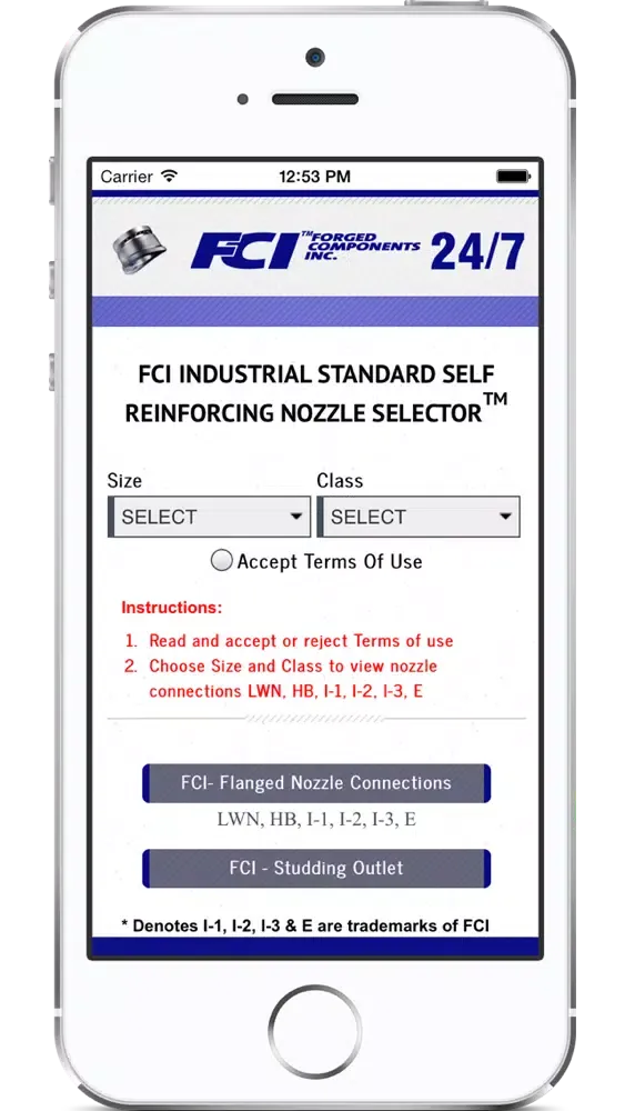 FCI Reinforcing Nozzle Selector Screenshots