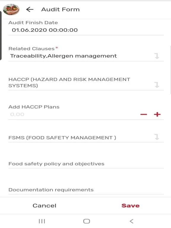 Catering Food Safety Audit iPad  스크린샷