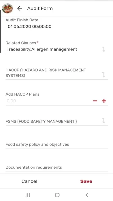 Catering Food Safety Audit 스크린샷