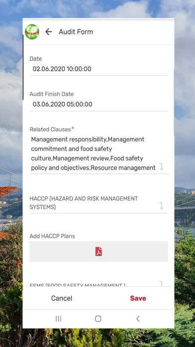 Food Safety Audit Screenshots