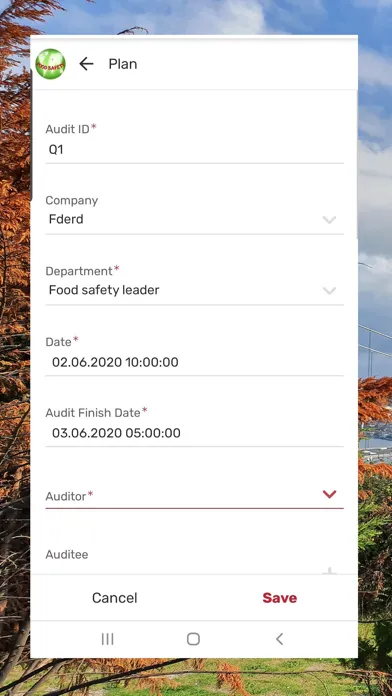 Food Safety Audit Screenshots