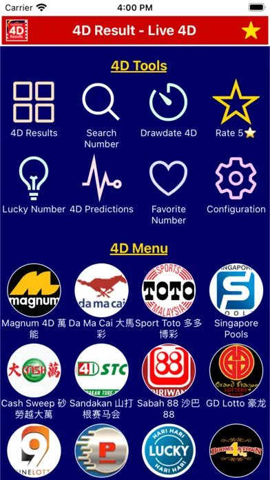 Captures d'écran de 4D Results - Malaysia 4D Live