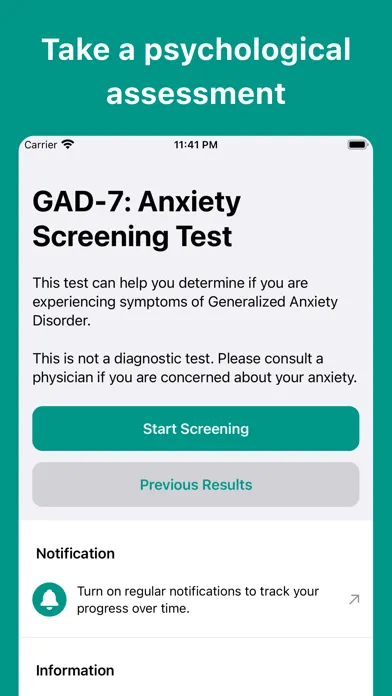 Zrzuty ekranu Anxiety Test⁺