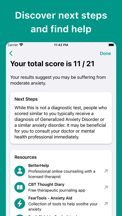 Zrzuty ekranu Anxiety Test⁺