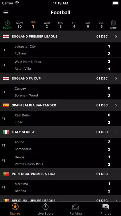 Capturas de pantalla de LiveScore Football TV
