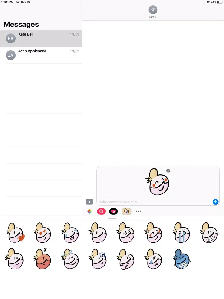 Tangkapan layar Anusky Stickers iPad 