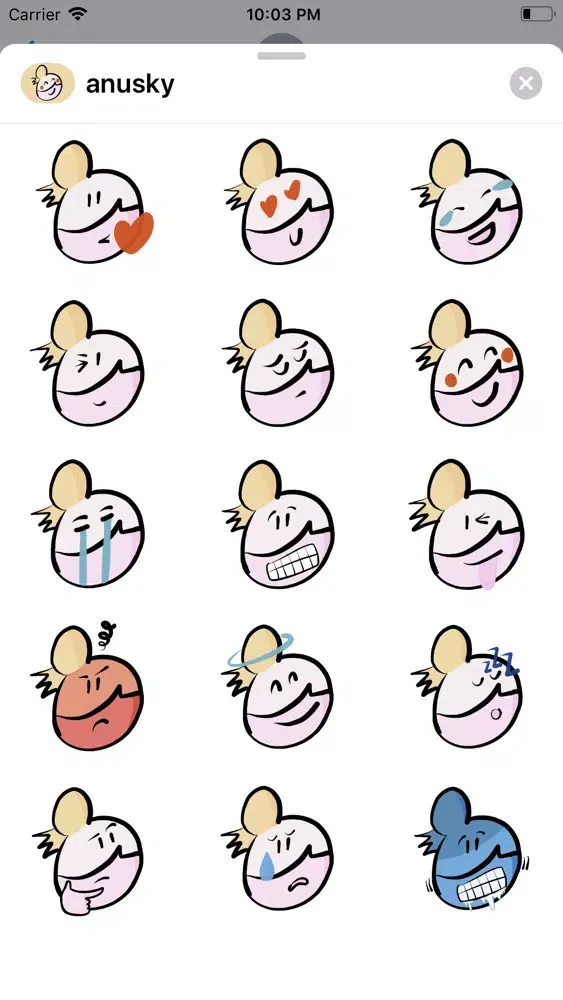 Tangkapan layar Anusky Stickers
