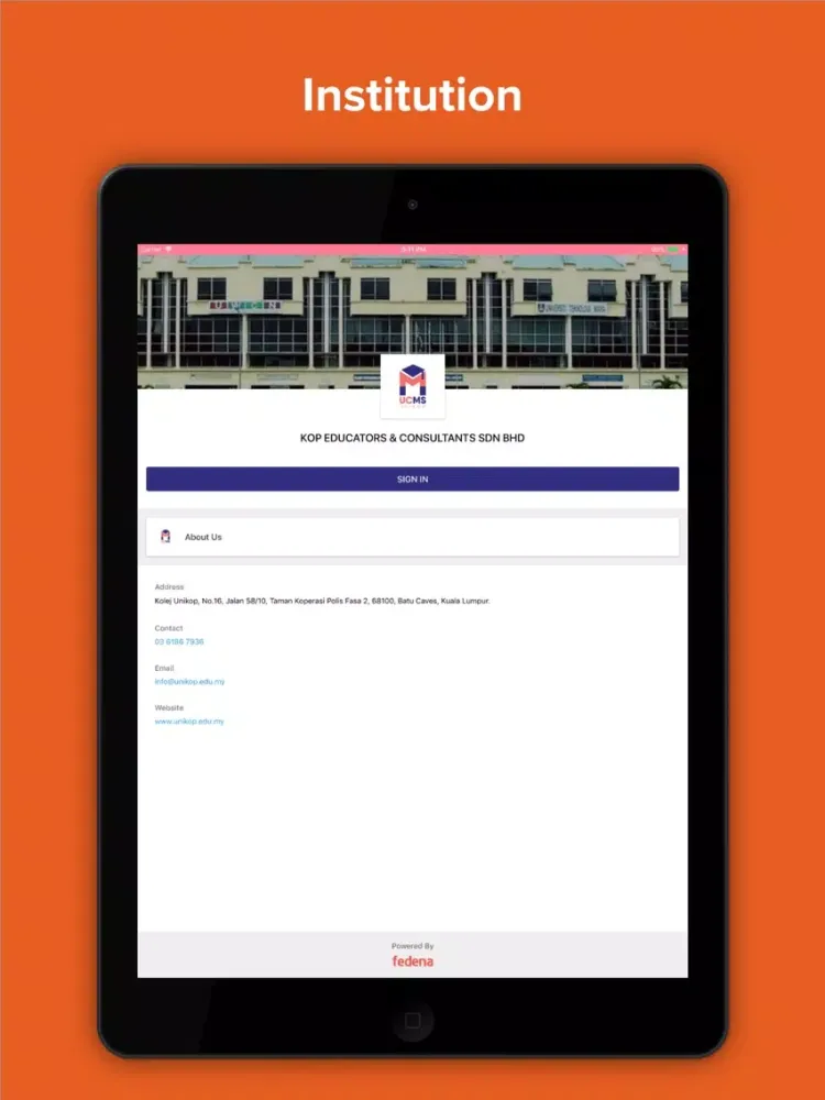 Ảnh chụp màn hình của Kolej Unikop iPad 