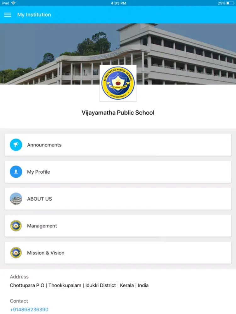 Vijayamatha School iPad  স্ক্রিনশট