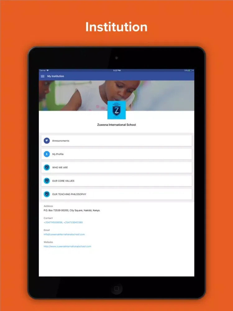 Ảnh chụp màn hình của Zuwena International School iPad 