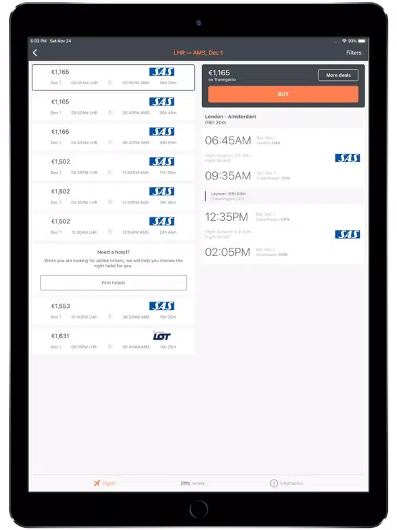 AirTickets Online iPad  স্ক্রিনশট
