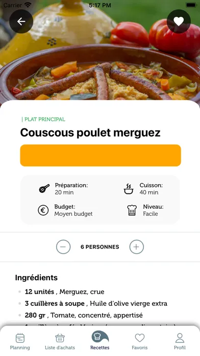 Zrzuty ekranu Feed Easy, planifiez vos repas