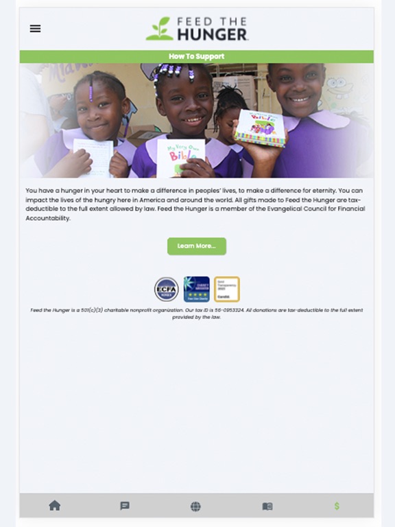 Feed the Hunger App iPad  Screenshots