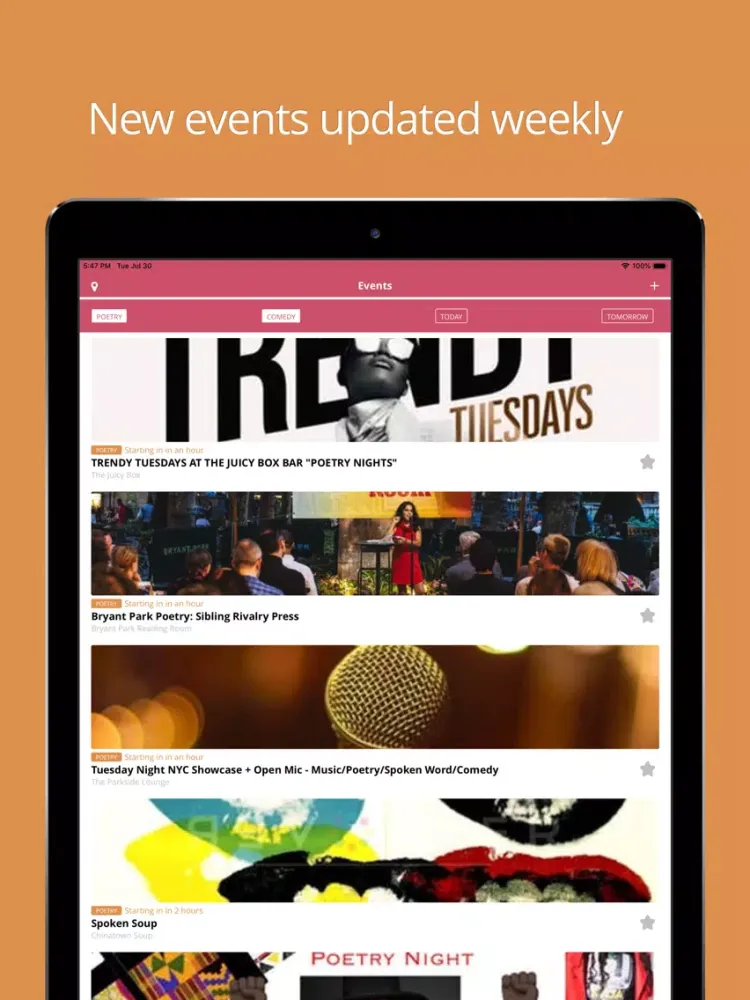 Tangkapan skrin Feel - Comedy & Poetry in NYC iPad 