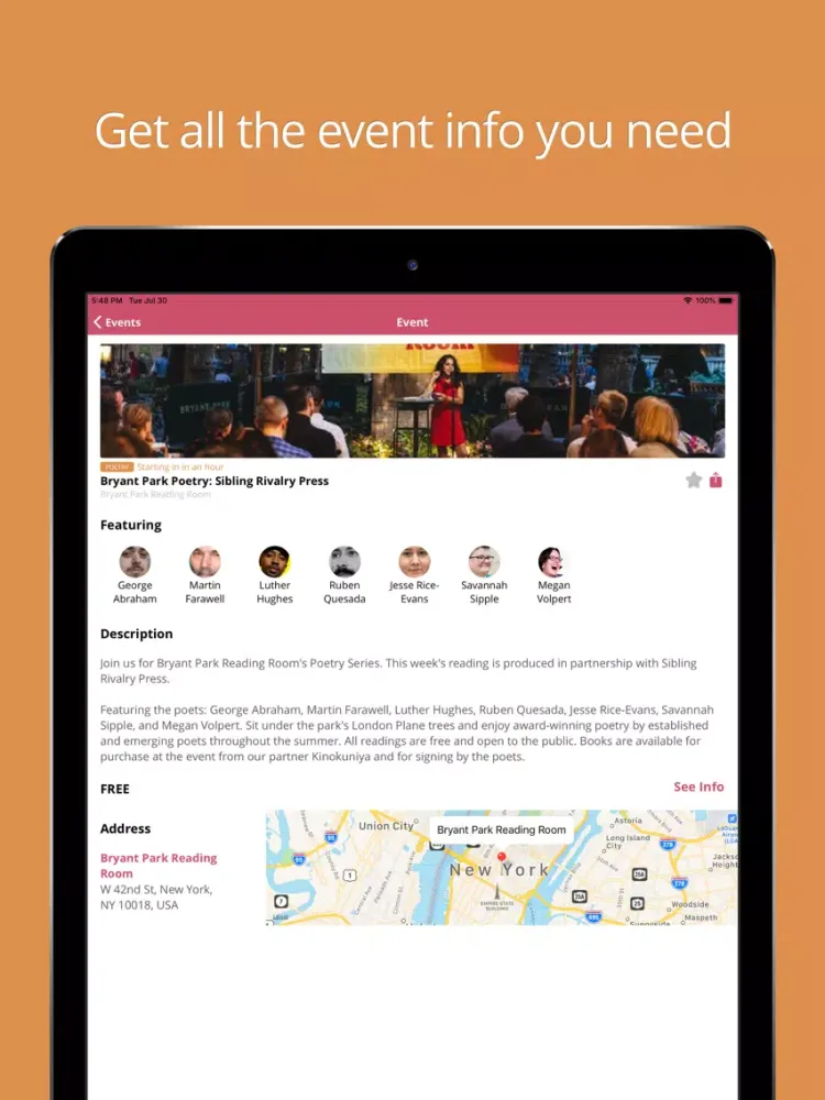 Tangkapan skrin Feel - Comedy & Poetry in NYC iPad 