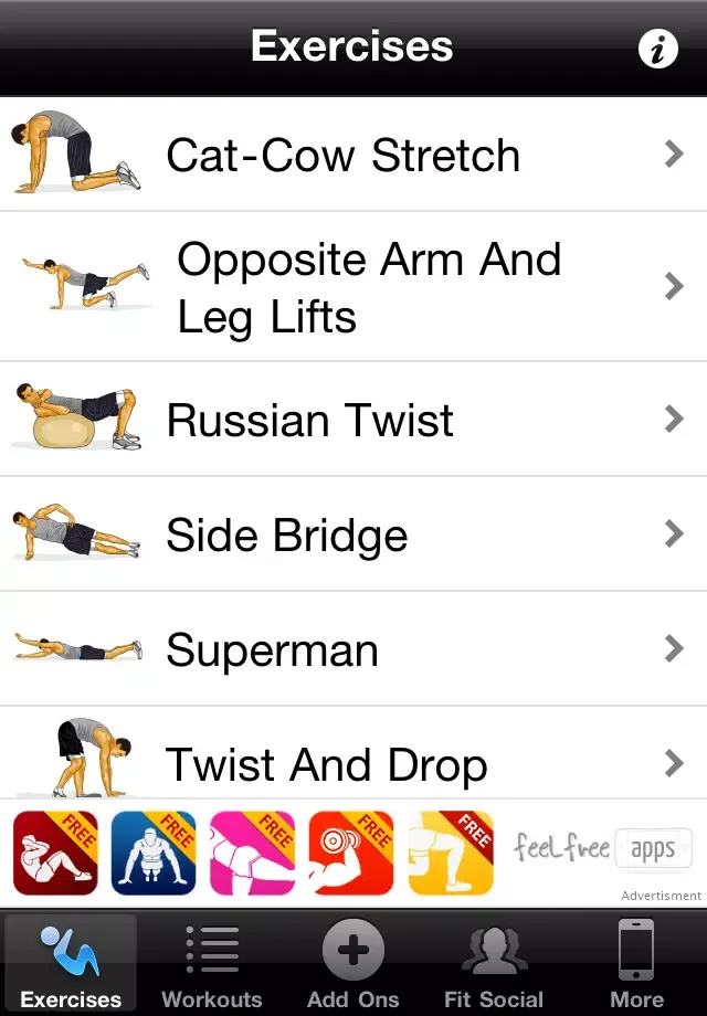 Tangkapan layar Core Workouts Free