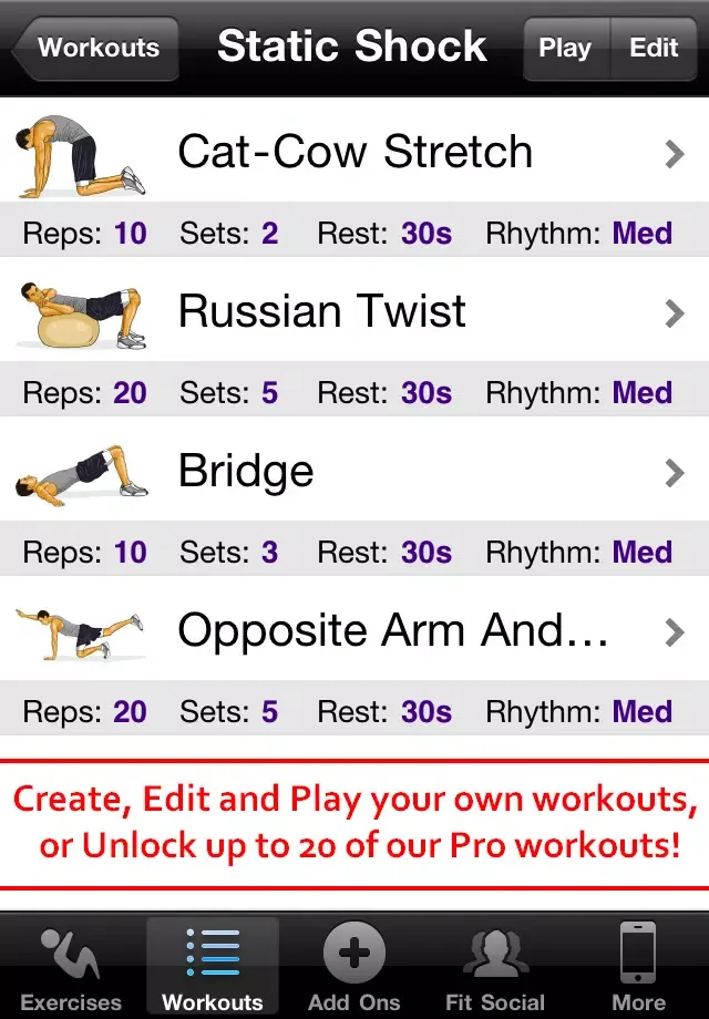 Tangkapan layar Core Workouts Free
