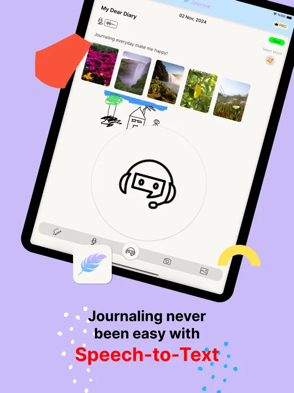 Captures d'écran de Speech-to-text Diary: Journie iPad 