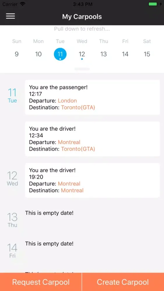 Capturas de tela do Carpool Calculator