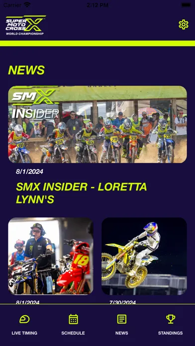 Capturas de tela do SMX Live Timing and Scoring