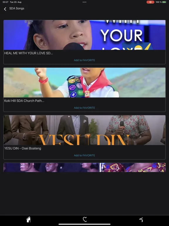 Tangkapan layar SDA TV & Videos - Worldwide iPad 