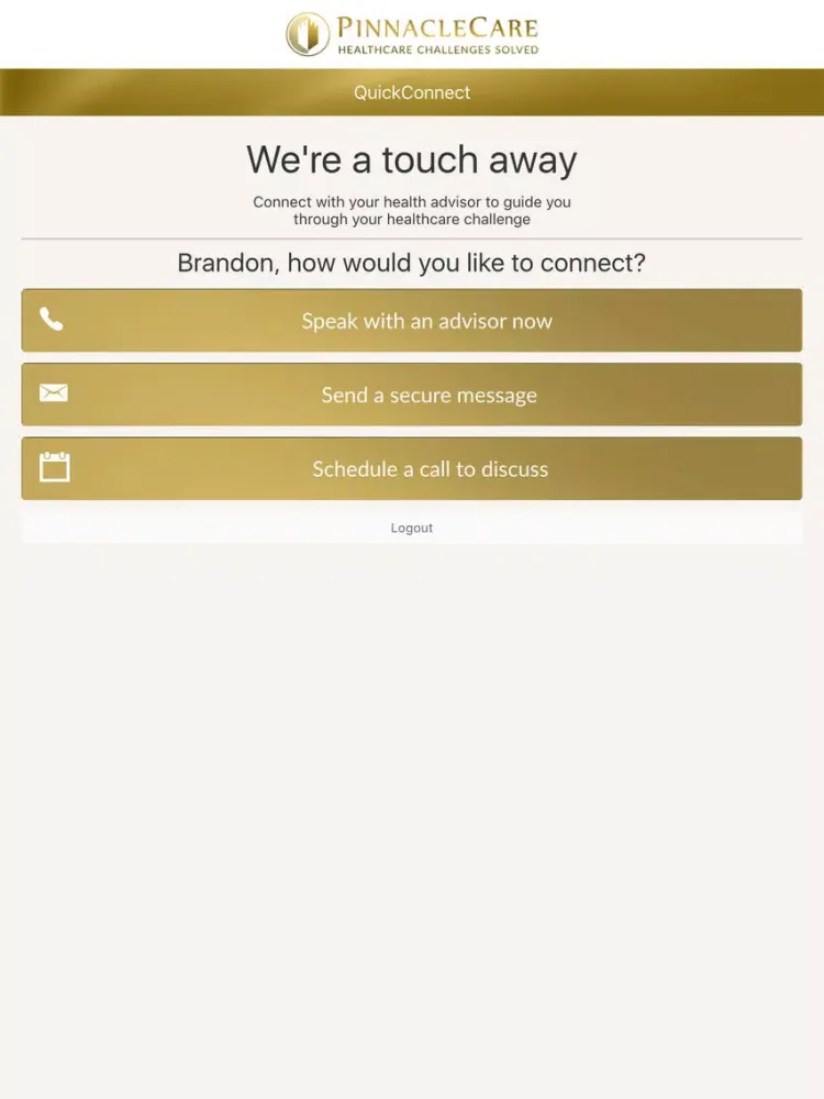 PinnacleCare QuickConnect iPad  スクリーンショット