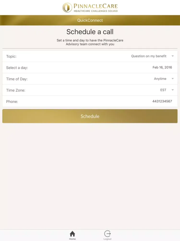PinnacleCare QuickConnect iPad  スクリーンショット