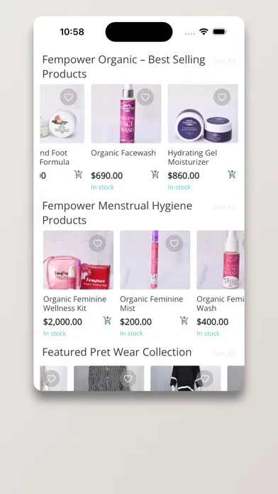 FemPowerMart eCommerce app Ekran Görüntüleri