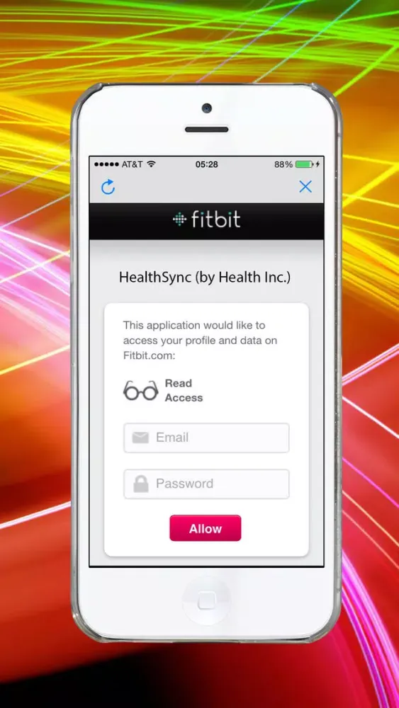 Capturas de tela do Sync from Fitbit to Health app