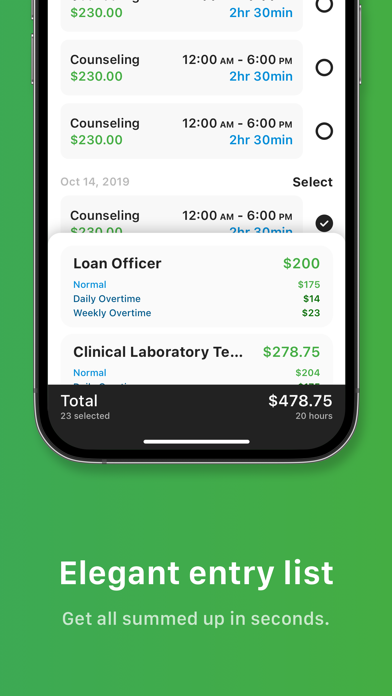 Screenshot di Tiny Hours Tracker, Time Clock