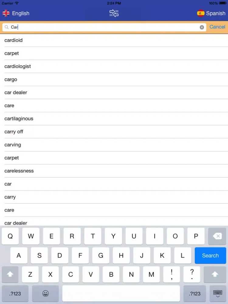 Screenshot di Dictionary English-Spanish 2015 - Free & Offline iPad 
