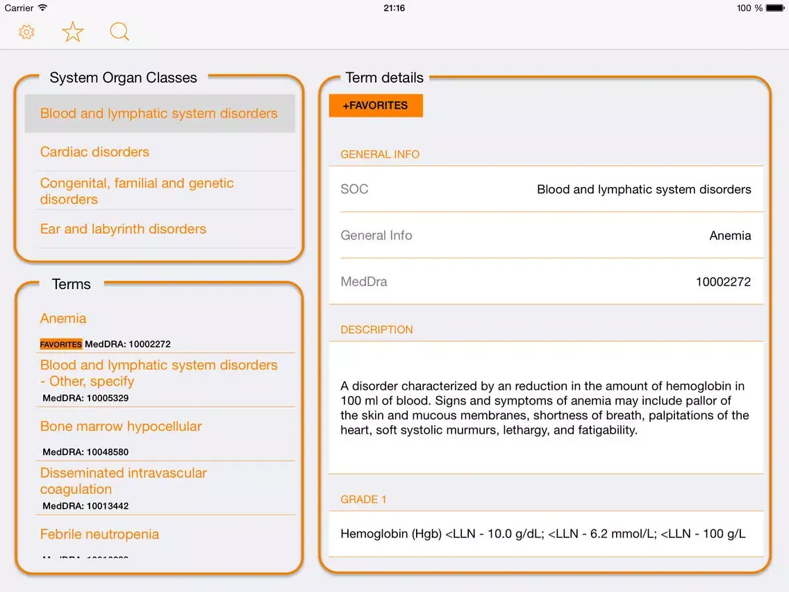 ภาพหน้าจอของ Easy CTCAE iPad 
