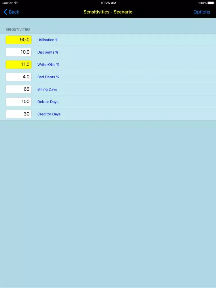 Capturas de tela do Profsim Consult iPad 