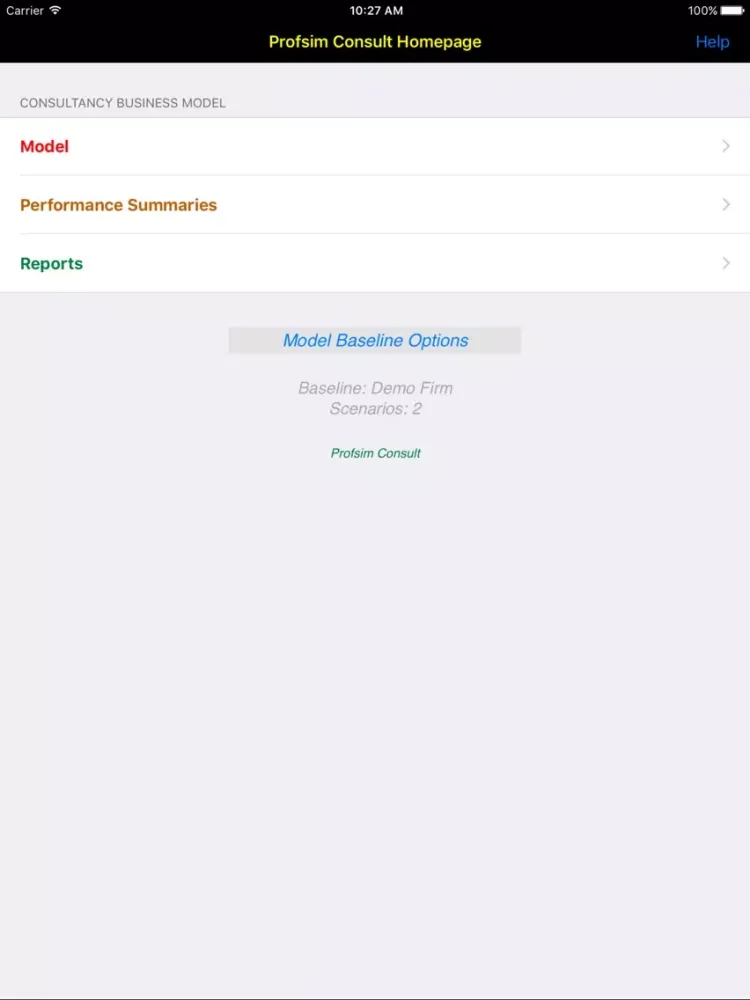Capturas de tela do Profsim Consult iPad 