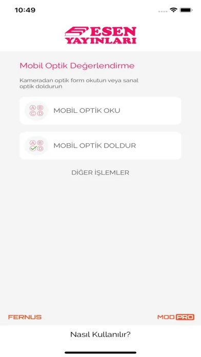 Esen Optik Okuma Ekran Görüntüleri