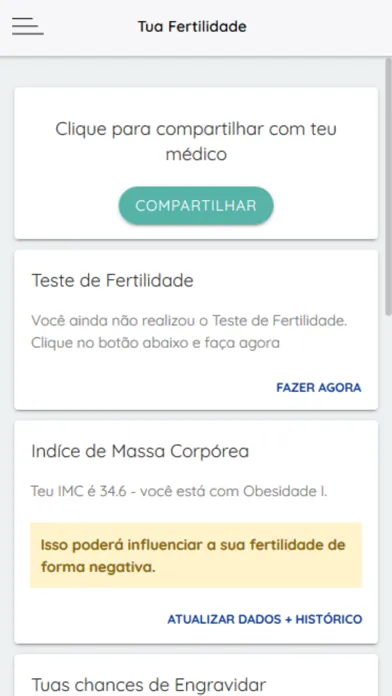 Teste de Fertilidade Screenshots