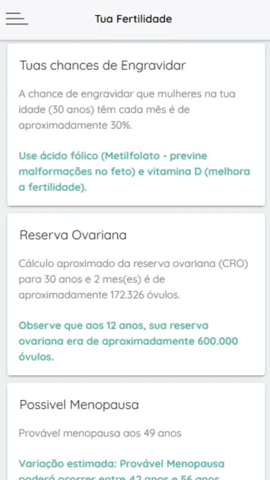 Teste de Fertilidade Screenshots
