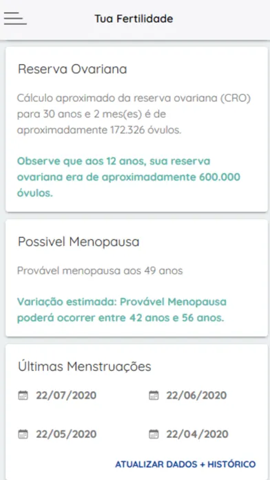 Teste de Fertilidade Screenshots