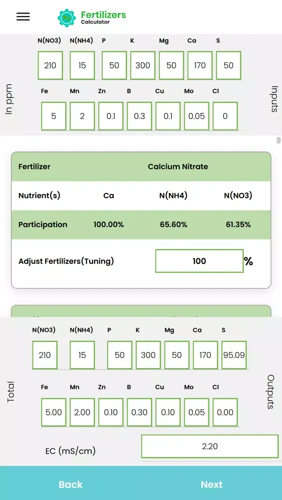 Captures d'écran de Fertilizers Calculator