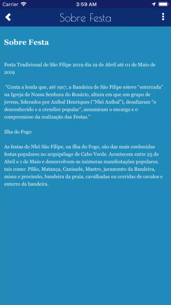 Capturas de tela do Festa Nhô São Filipe