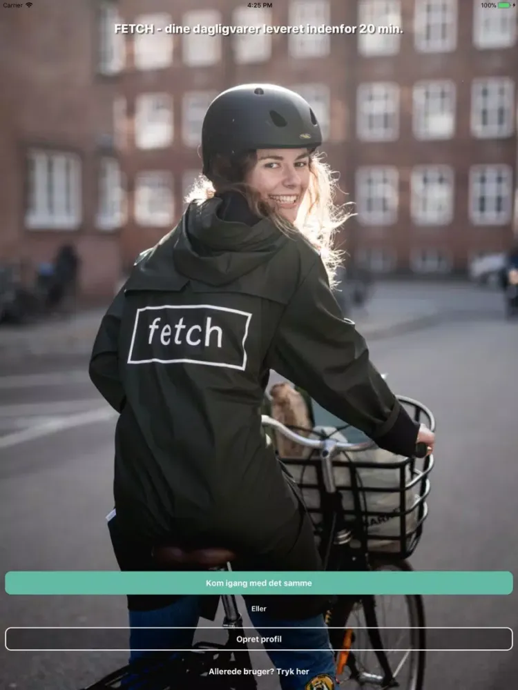 Ảnh chụp màn hình của FETCH levering af dagligvarer iPad 