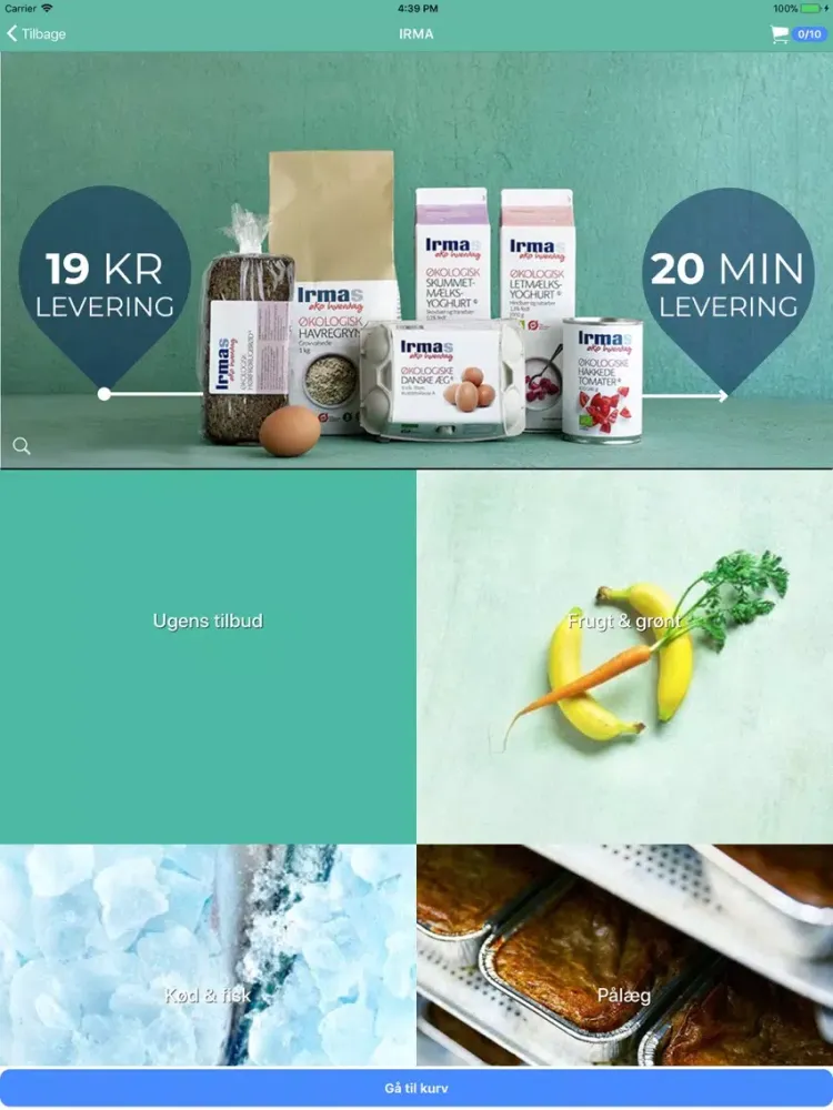 Ảnh chụp màn hình của FETCH levering af dagligvarer iPad 