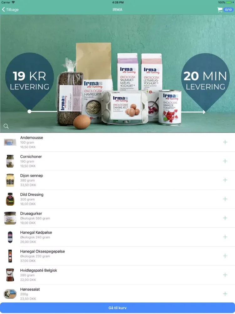 Ảnh chụp màn hình của FETCH levering af dagligvarer iPad 