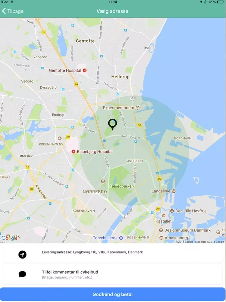 Ảnh chụp màn hình của FETCH levering af dagligvarer iPad 